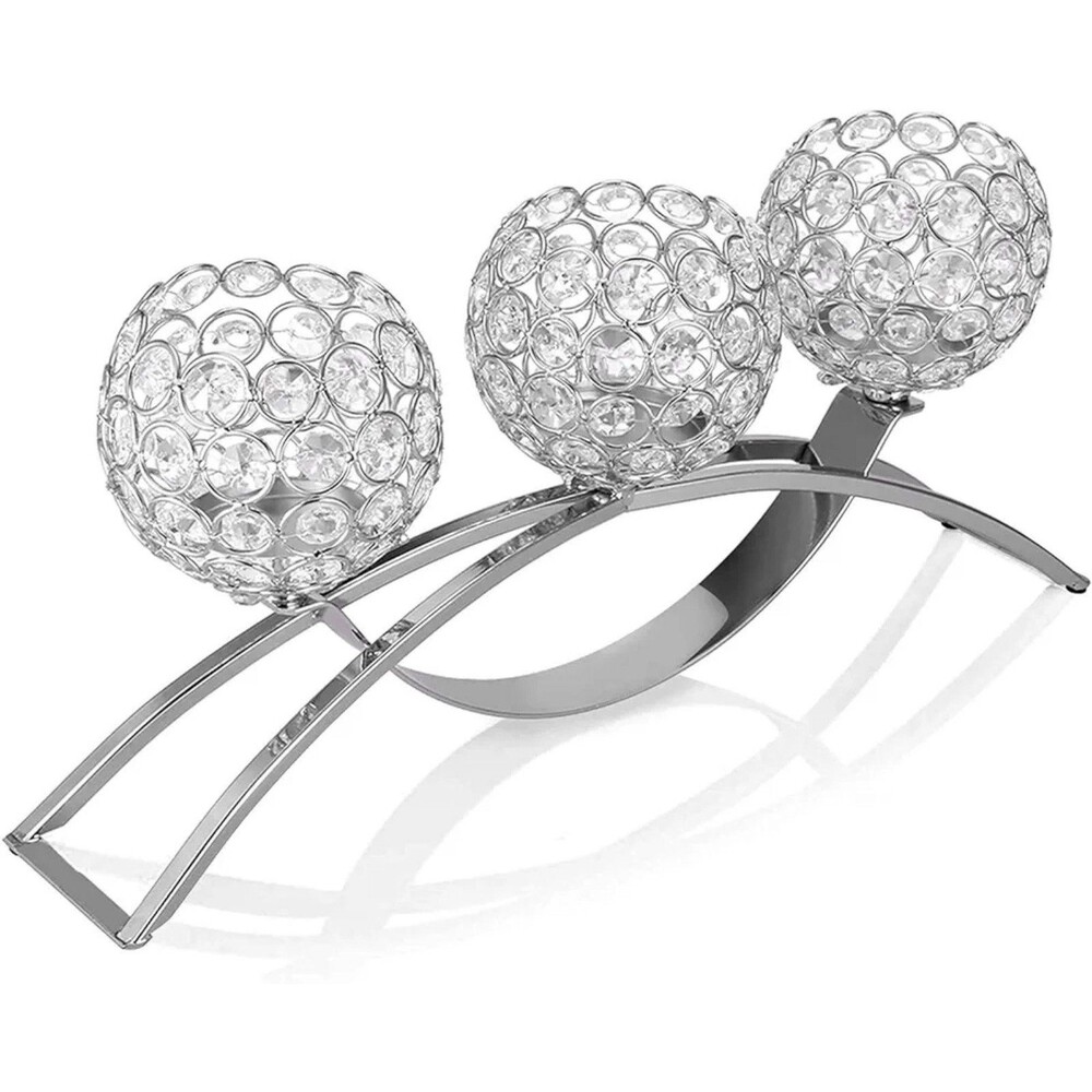 Crystal & Silver Candle Holder NEW